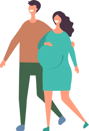 Husband with pregnant wife Illustration