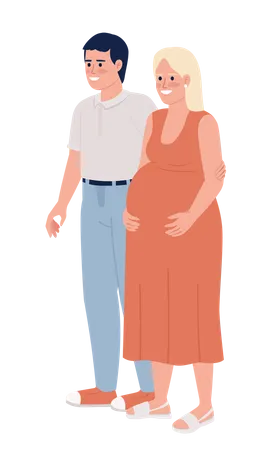 Smiling Father Standing With Pregnant Wife Semi Flat Color Vector Characters Editable Figures Full Body People On White Simple Cartoon Style Spot Illustration For Web Graphic Design And Animation Illustration