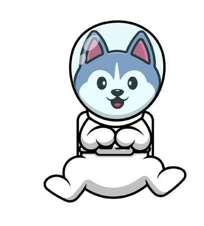 Husky Dog Astronaut Floating  Illustration