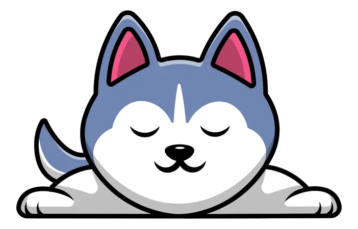 Husky Dog Sleeping  Illustration