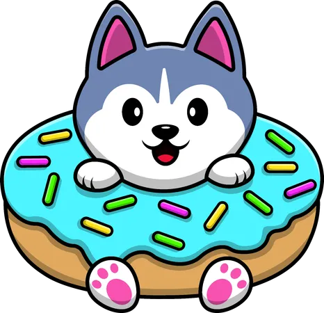 Husky-Hund im Donut  Illustration