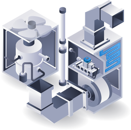 HVAC exhaust and intake blower system  Illustration