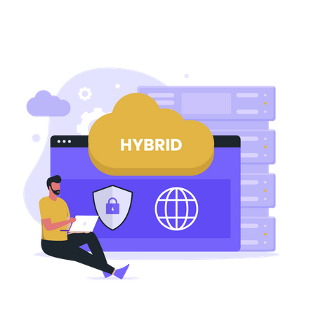 Hybrid cloud technology Illustration