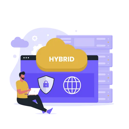 Hybrid cloud technology  Illustration