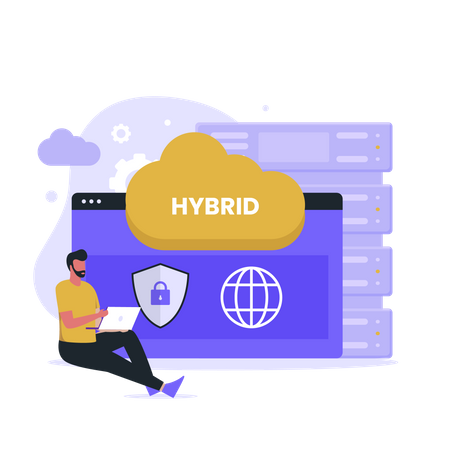 Hybrid cloud technology  Illustration