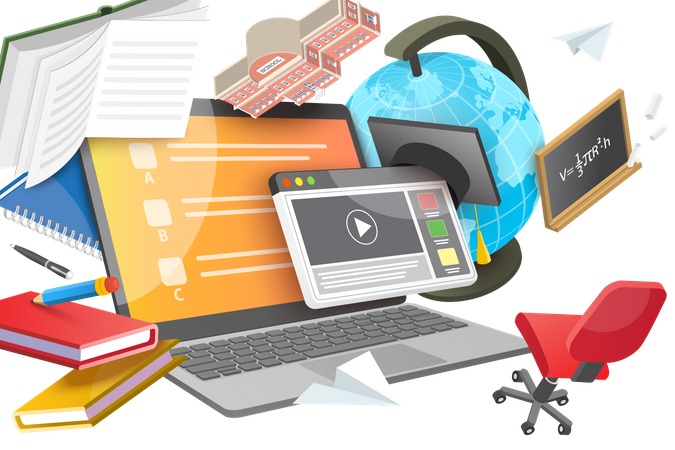 Hybrid Education  Illustration
