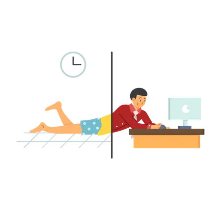 People Doing Work From Home Illustration