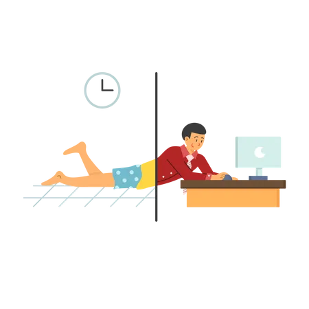 Hybrid working by employer  Illustration