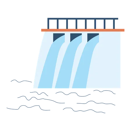 Hydroelectric Dam Vector Illustration In Flat Style With Renewable Energy Theme Editable Vector Illustration Illustration