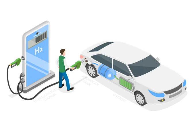 Hydrogen Fuel Cell Vehicle  Illustration
