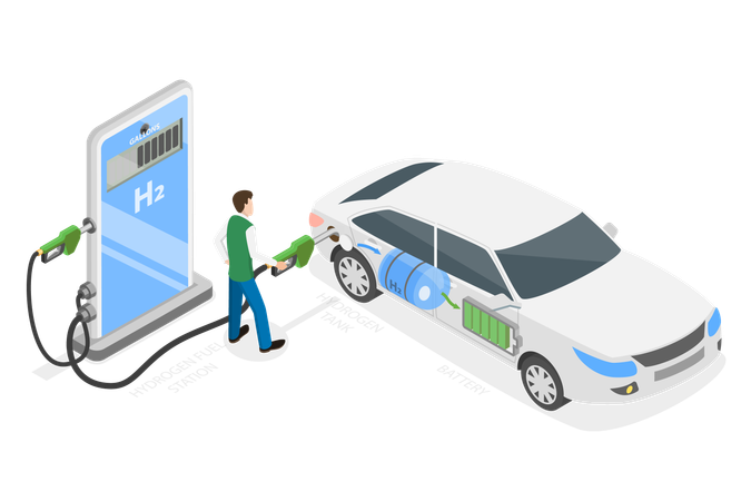 Hydrogen Fuel Cell Vehicle  Illustration