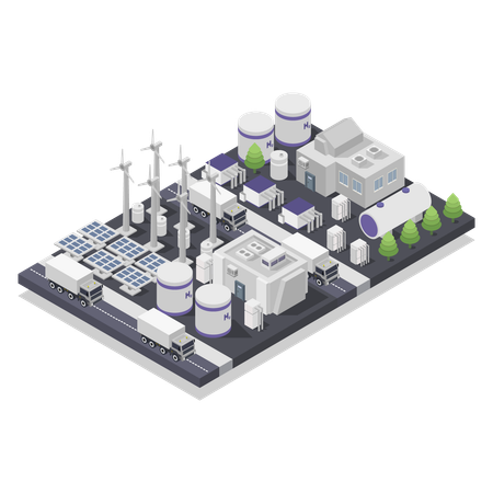 Hydrogen generation with solar  Illustration