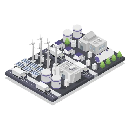 Hydrogen generation with solar  Illustration