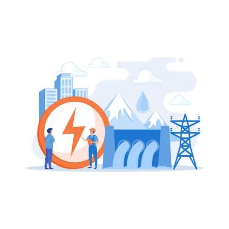 Hydropower electricity  イラスト