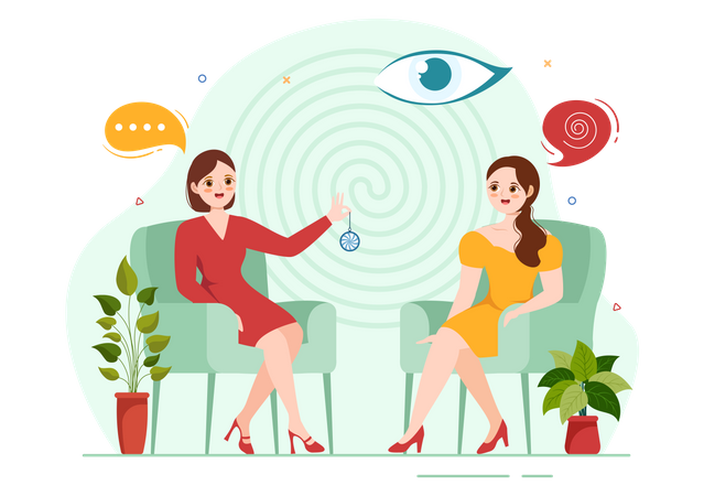 Hypnose avec des spirales noires et blanches créant un état d'esprit modifié pour le service de traitement  Illustration