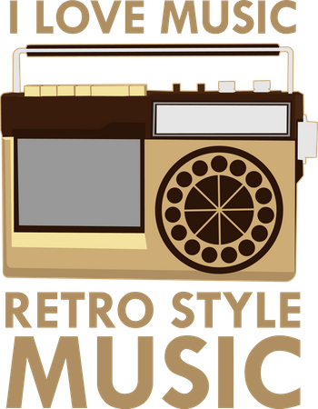 I Love Music Retro Style Music  Illustration