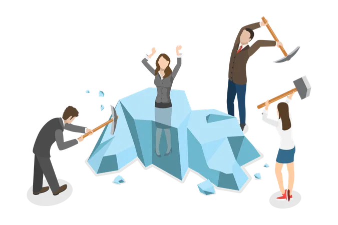 3 D Isometric Flat Vector Conceptual Illustration Of Ice Breaking Activity Business Cooperation Illustration