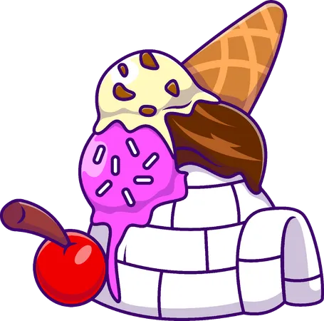 Ice Cream And Iglo  Illustration