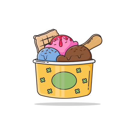 Ice cream and waffles Illustration