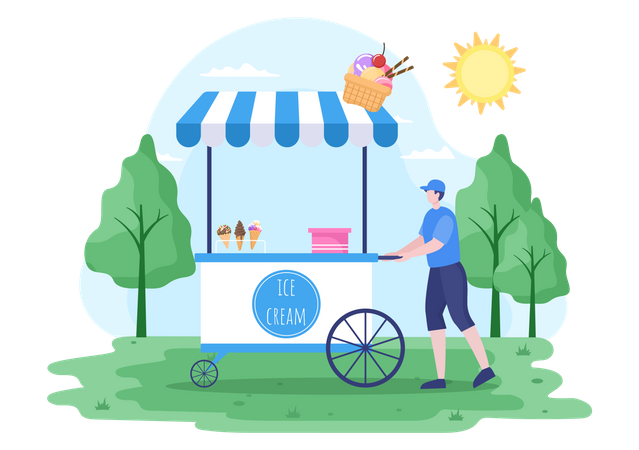 Ice cream booth  Illustration