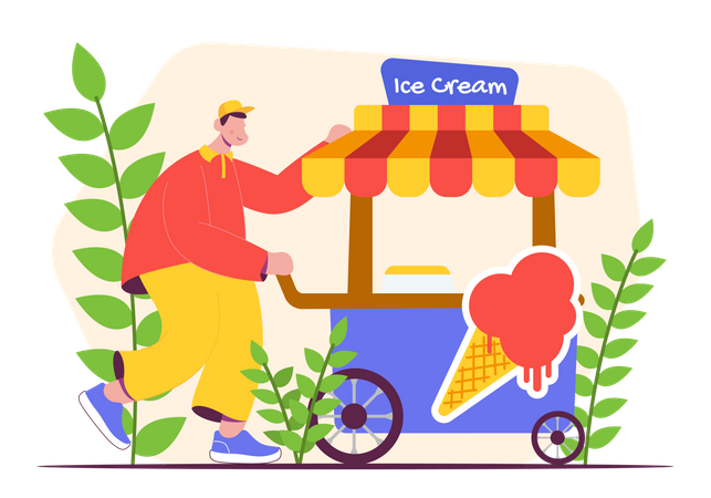 Ice cream booth Illustration