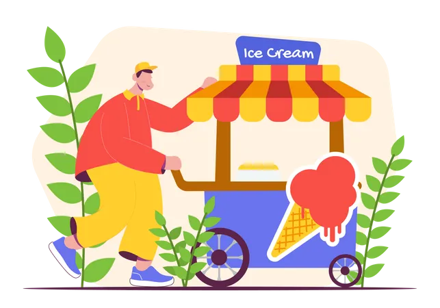 Ice cream booth  Illustration