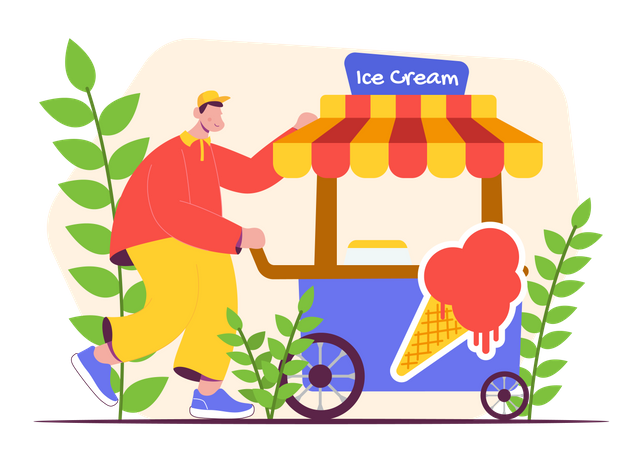 Ice cream booth  Illustration