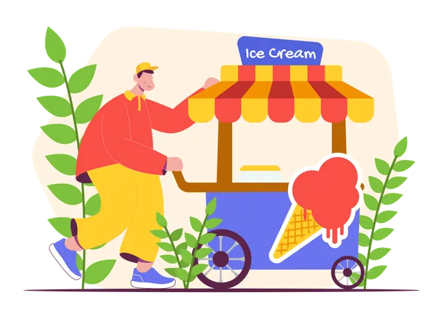 Ice cream booth  Illustration