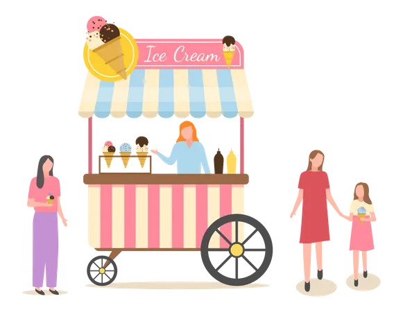 Ice cream cart  Illustration