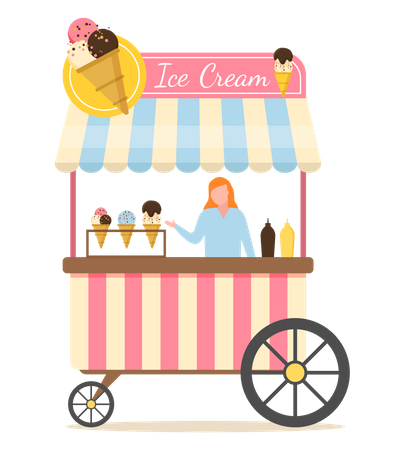 Ice cream cart  Illustration