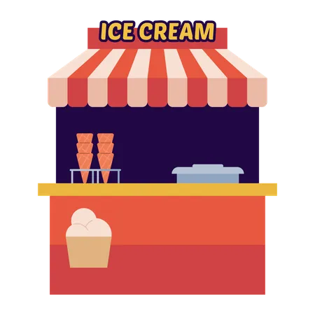 Ice Cream Food Court Illustration