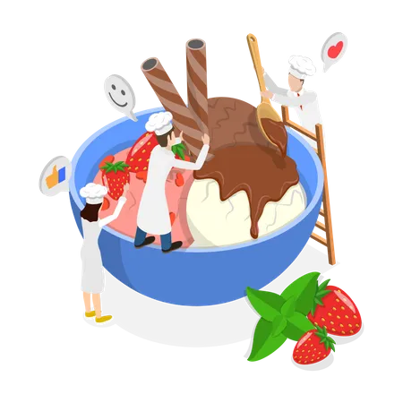 Ice Cream, Production and Selling  イラスト