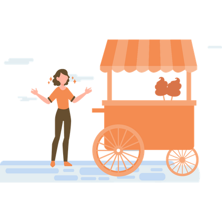 Ice cream seller with cycle store Illustration