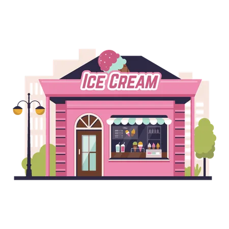 Flat Illustration Of Ice Cream Shop Building Vector Data Illustration Illustration