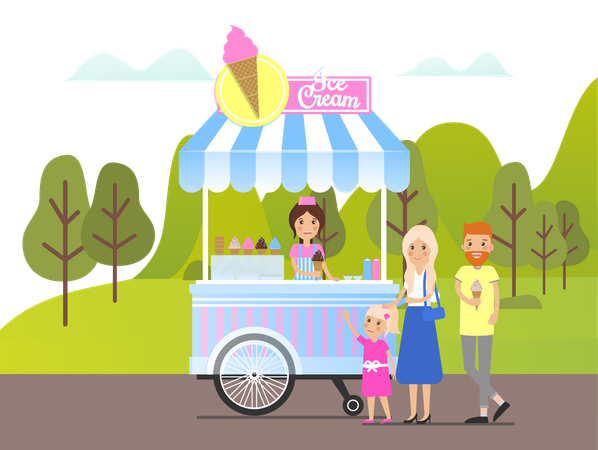 Ice cream stall  Illustration