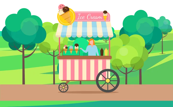 Ice cream stall  Illustration