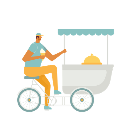 Ice cream vendor in Rome  Illustration