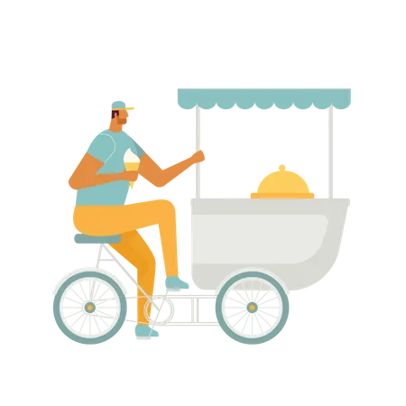 Ice cream vendor in Rome  Illustration