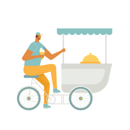 Ice cream vendor in Rome  Illustration