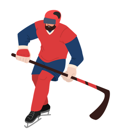 Ice hockey player with stick Illustration
