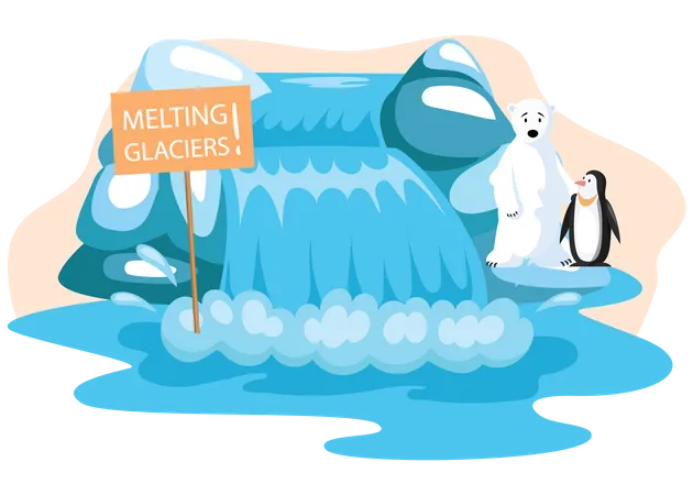 Ice Melting due to global warming Illustration