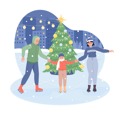 Ice skating with family  Illustration