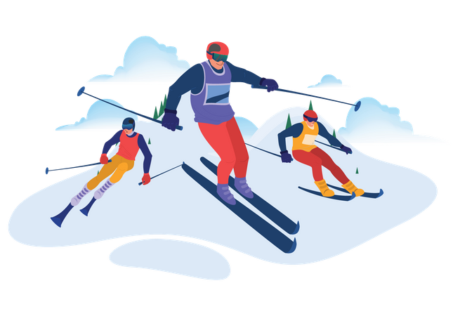 Ice Skiing Championship Illustration
