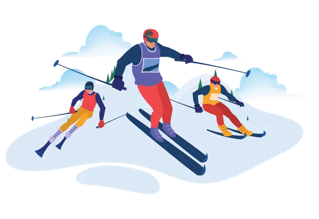 Ice Skiing Championship  Illustration