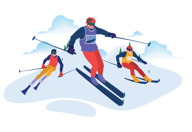 Ice Skiing Championship  Illustration