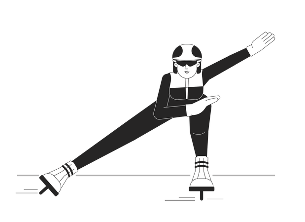 Ice speed skater woman  Illustration
