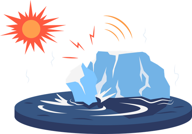 Iceberg desprendiéndose del glaciar  Ilustración