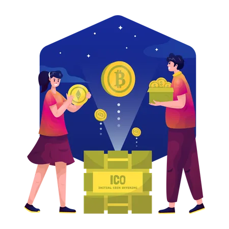 ICO Blockchain  Illustration