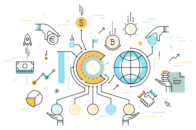 ICO ou oferta inicial de moedas  Ilustração