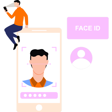 Celular protegido por Face ID  Ilustração